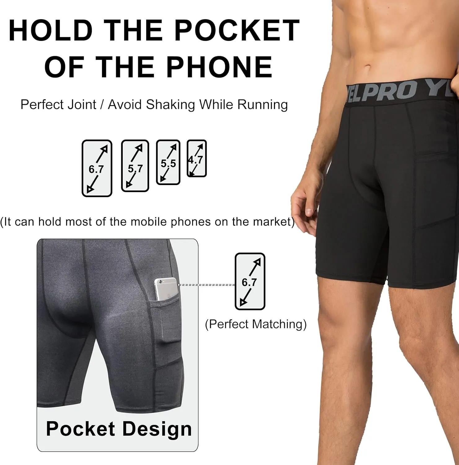 YUSHOW Mens Compression Shorts with Pocket Spandex Sports Running Quick Dry Shorts Compression Underwear for Men Athletic