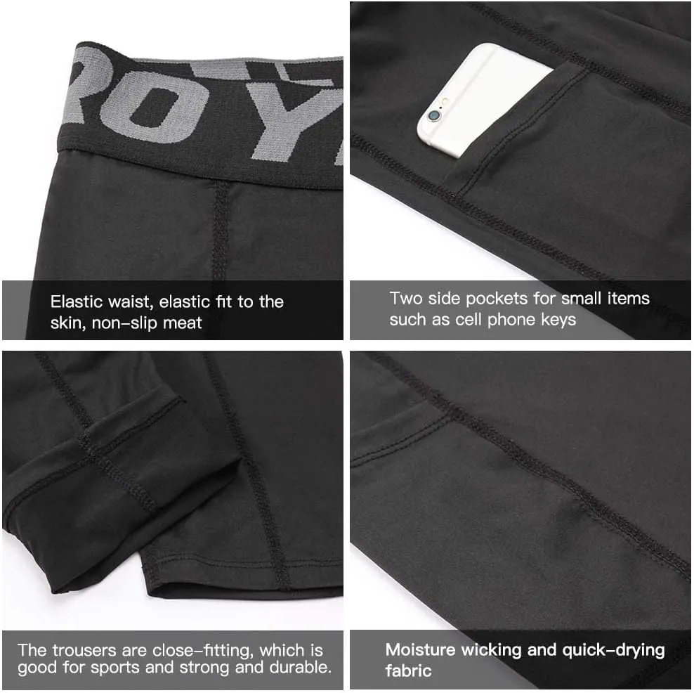 YUSHOW Mens Compression Shorts with Pocket Spandex Sports Running Quick Dry Shorts Compression Underwear for Men Athletic