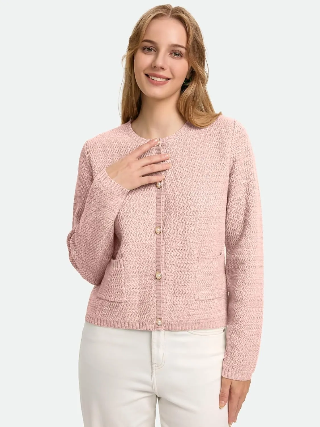 ZANZEA Knit Cardigan Sweater Casual Long Sleeve Open Front Button Down Pockets Lady Jackets 2024 Fall Fashion Outwear